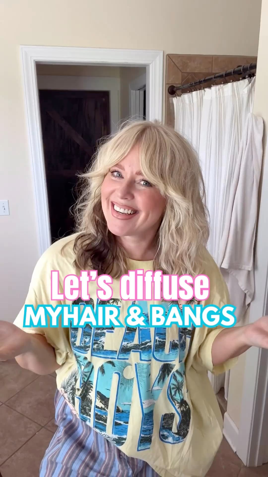 Diffusing my hair and bangs.