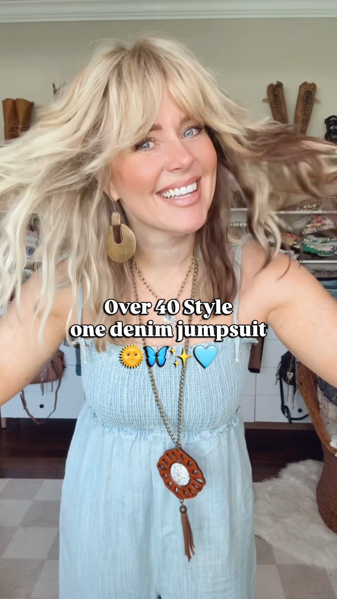 This denim jumpsuit is SO CUTE!