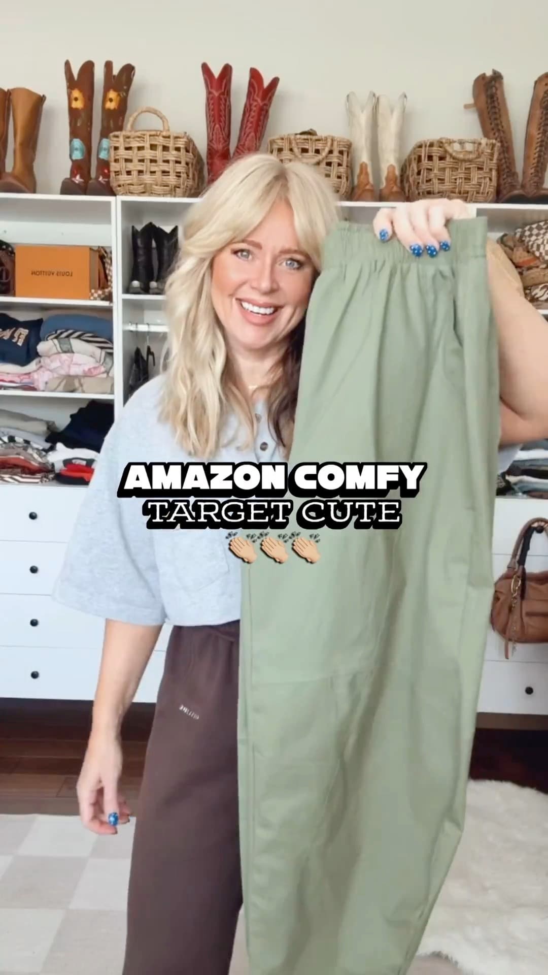 These barrel style pants from Amazon are too cute and come in more colors.